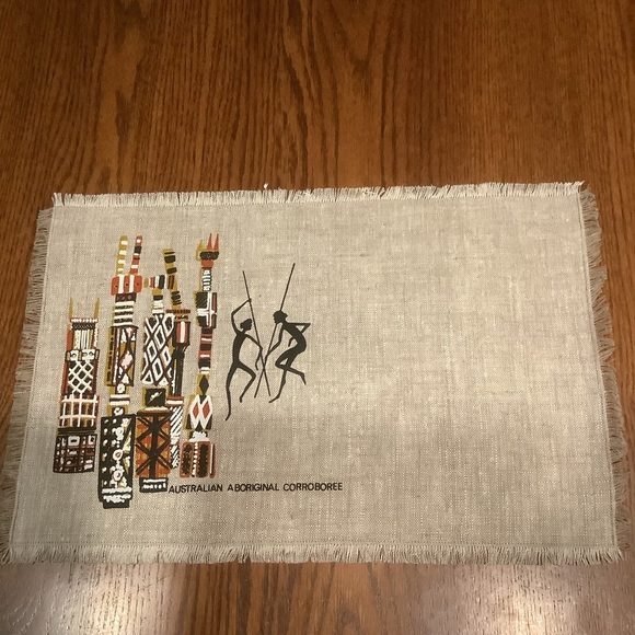 Seven Australian Aboriginal Corroboree Natural Material Placemats - Picture 7 of 11